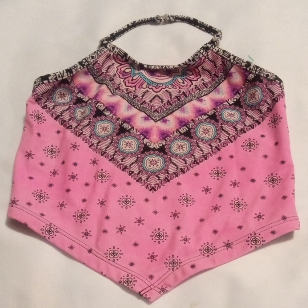 Wonder Nation Black and Pink Swim Top